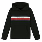Boys Black Logo Hooded Top, 2, hi-res