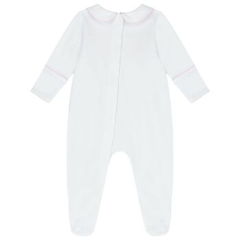Baby Girls White and Pink Smocked Babygrow