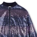 Girls Navy Blue Sequin Zip Up Top, 1, hi-res