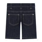 Younger Boys Navy Logo Denim Shorts, 1, hi-res