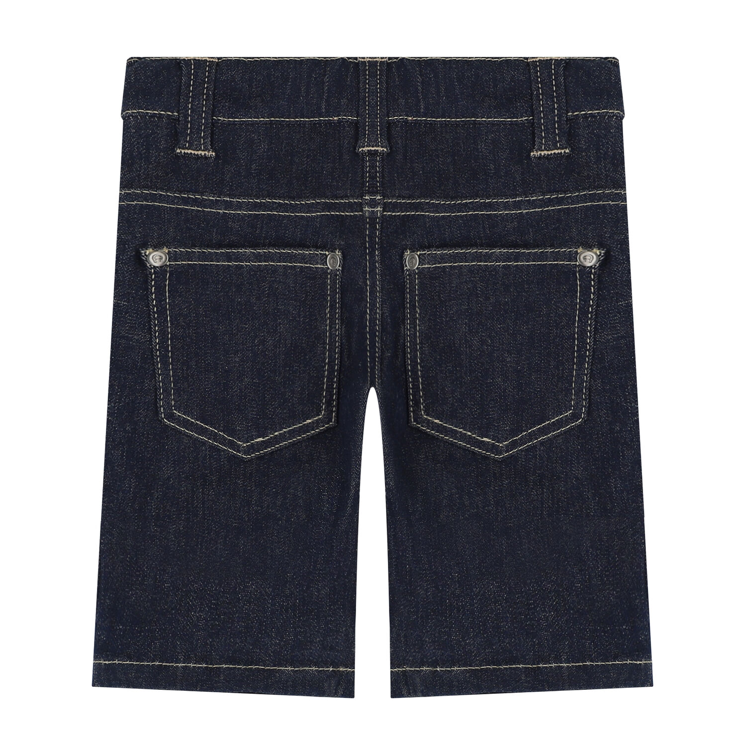 Younger Boys Navy Logo Denim Shorts, 1, hi-res