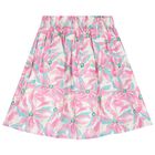 Girls Pink Logo Floral Skirt, 1, hi-res