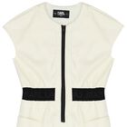 Girls Ivory Rhinestone Logo Dress, 1, hi-res