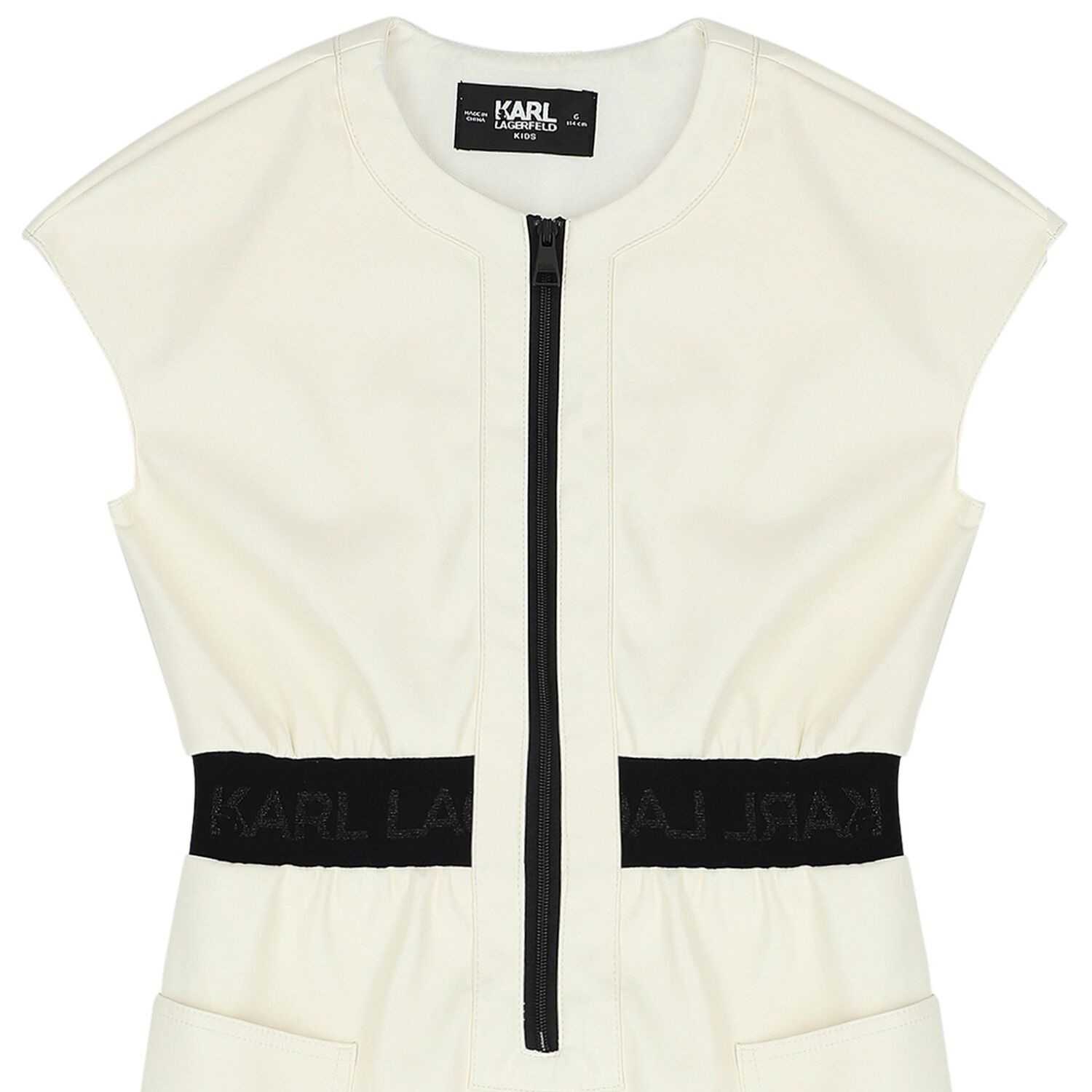 Girls Ivory Rhinestone Logo Dress, 1, hi-res image number null