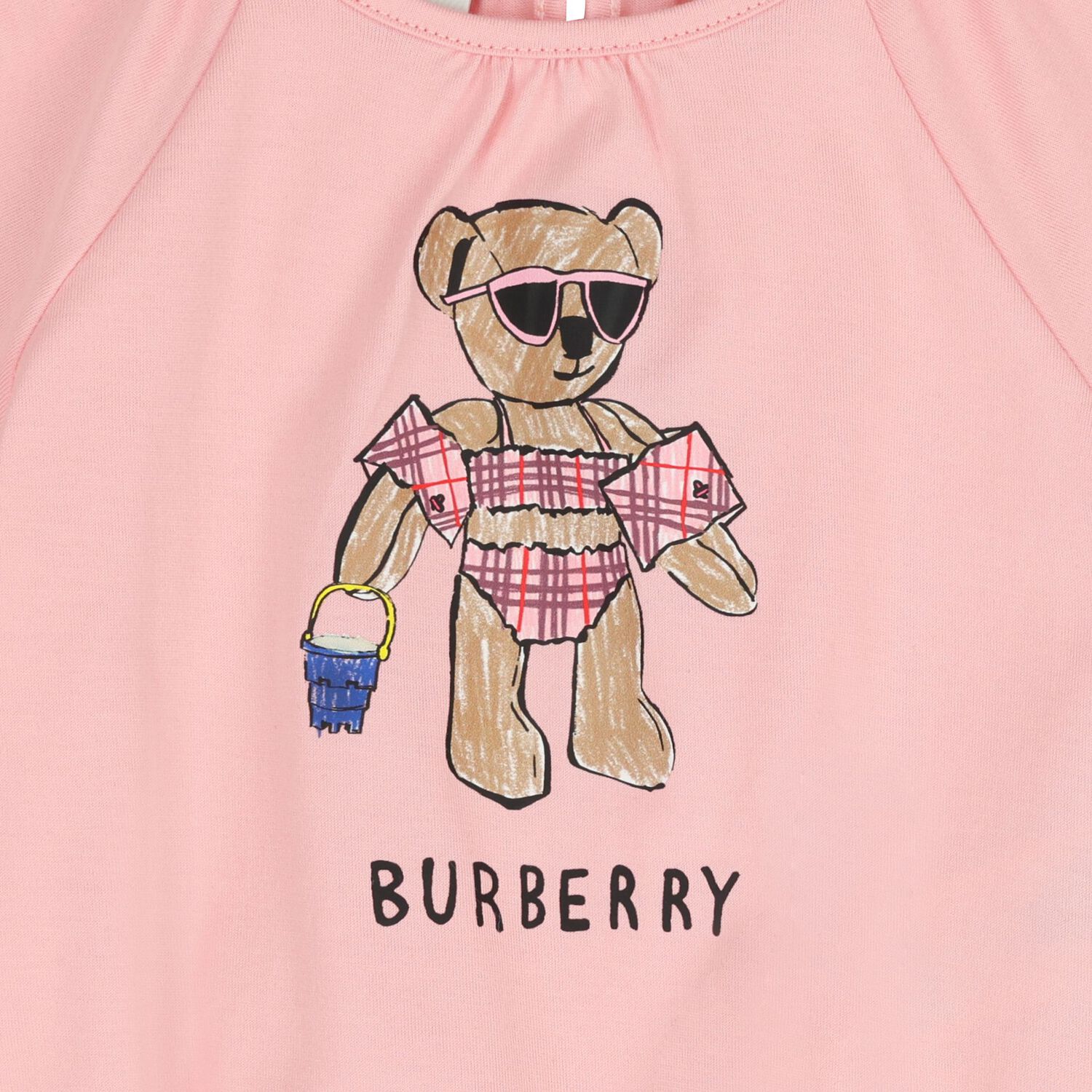 Baby Girls Pink Teddy Bear Bodysuit, 1, hi-res