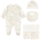 Ivory & Beige Geo Map Babygrow Gift Set, 4, hi-res