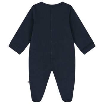 Baby Boys Navy Blue Logo Babygrow