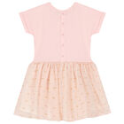 Younger Girls Pink Bow Chiffon Dress, 1, hi-res