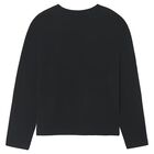 Boys Black Logo Long Sleeve Top, 1, hi-res