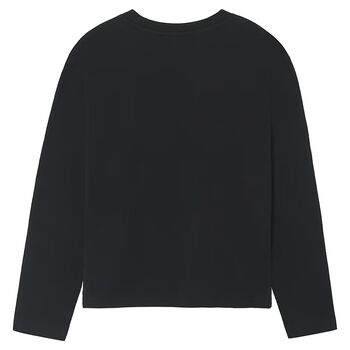 Boys Black Logo Long Sleeve Top