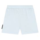 Younger Boys White & Blue Logo Shorts Set, 1, hi-res