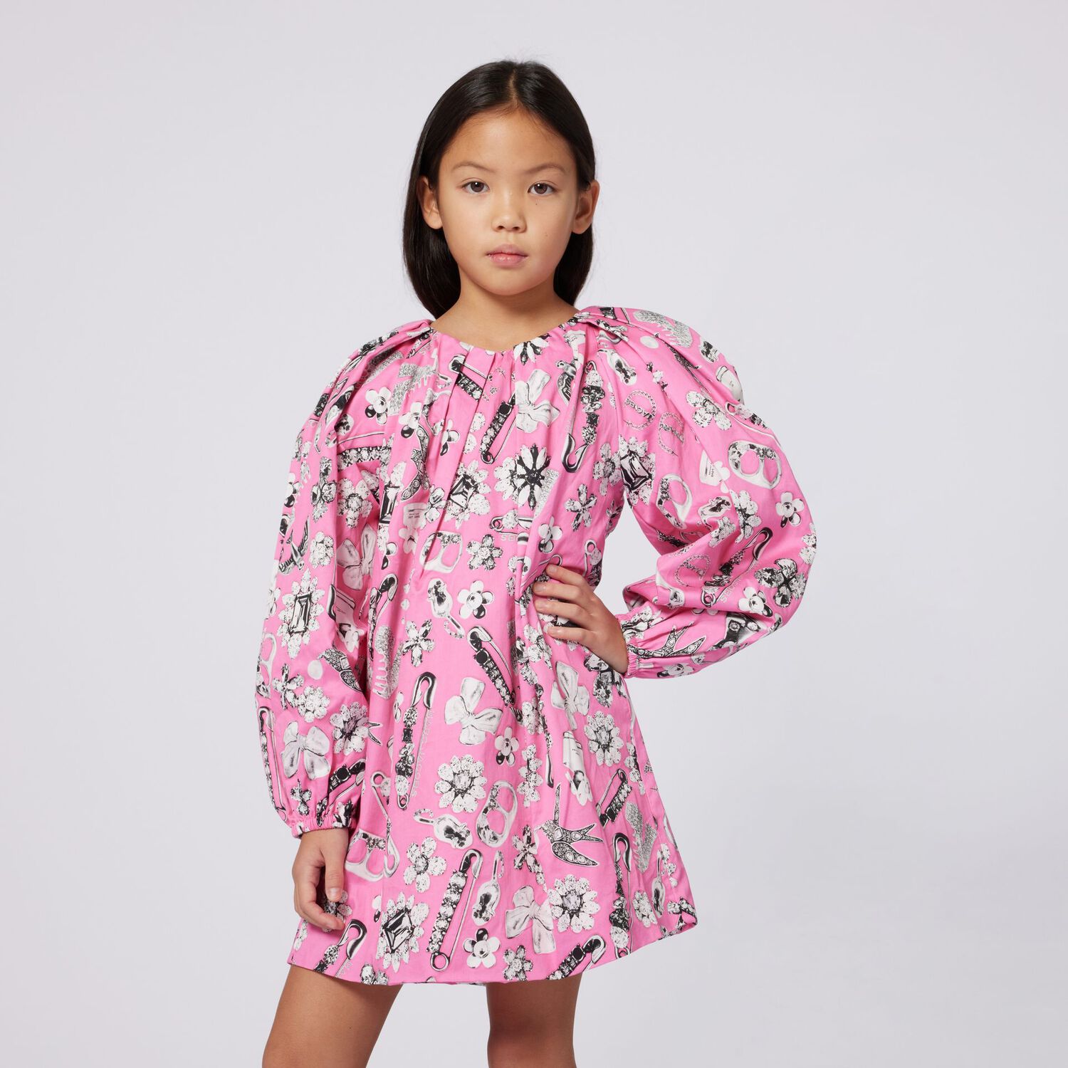 Girls Pink Jewel & Charm Dress, 1, hi-res image number null