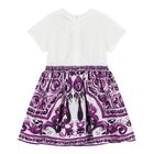 Baby Girls White & Purple Majolica Dress Set, 1, hi-res