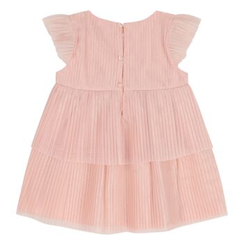 Younger Girls Pink Pleated Tulle Dress