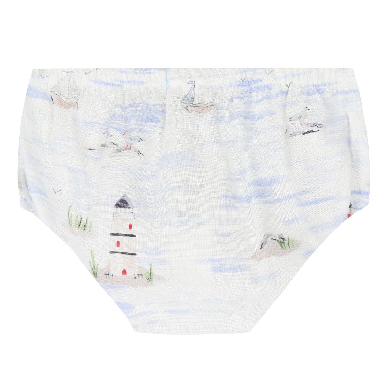 Baby Girls White & Blue Sailboat Dress Set, 1, hi-res