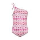 Girls White & Pink Zig Zag Swimsuit, 1, hi-res