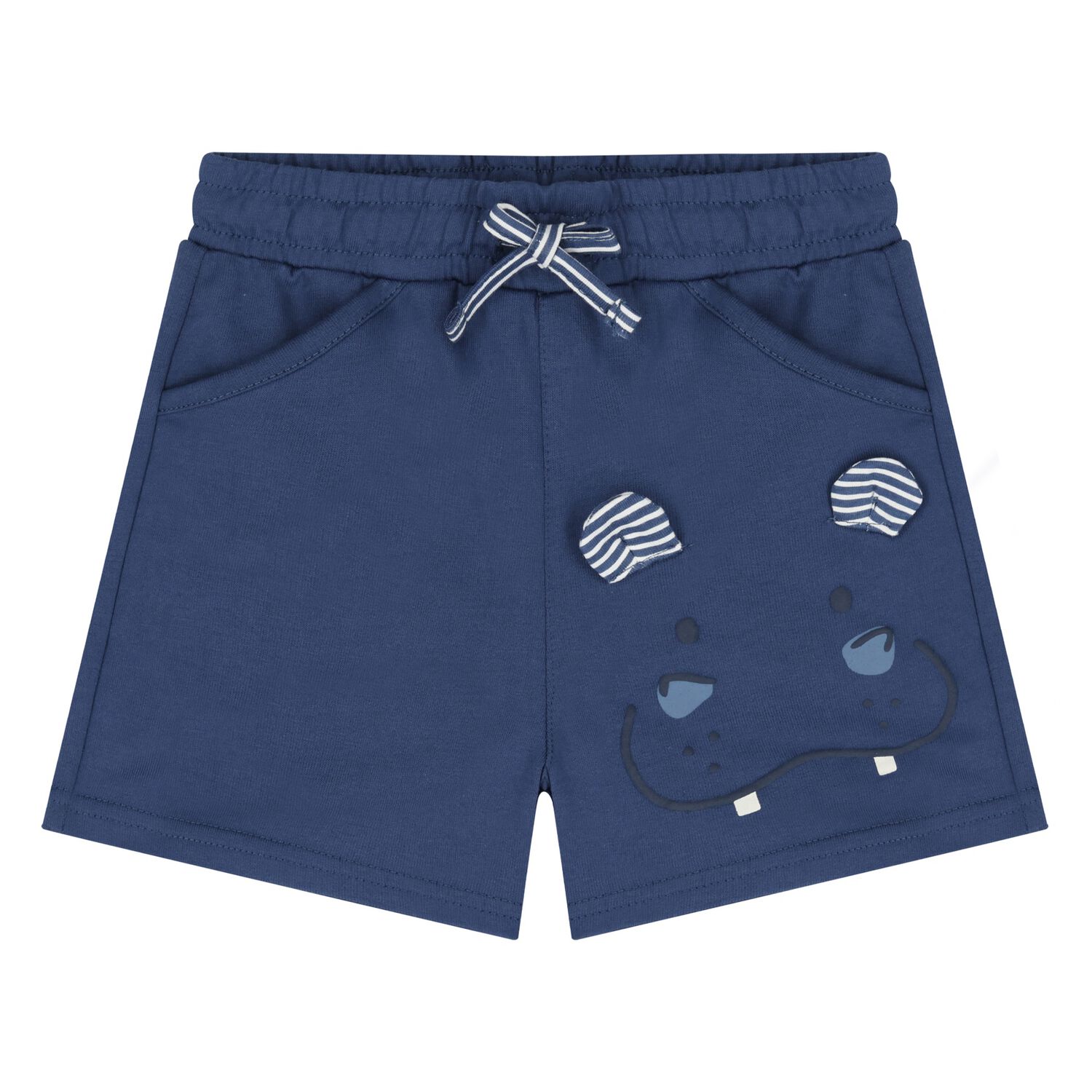 Younger Boys Navy Blue Hippo Shorts, 2, hi-res