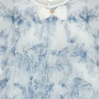 Younger Girls Blue Floral Tulle Dress, 1, hi-res