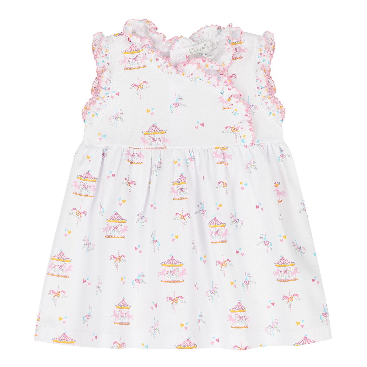 Baby Girls White & Pink Carousel Dress Set, 1, hi-res